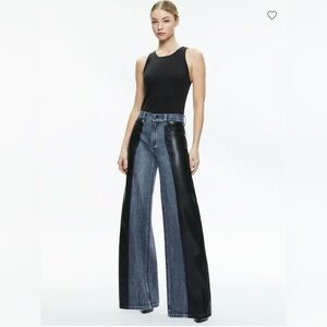 Alice & Olivia Trish Vegan leather / denim jeans